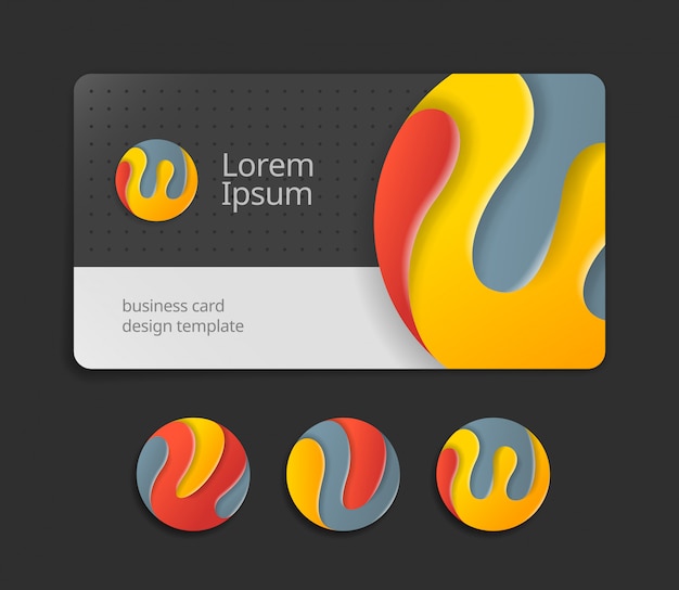 Visit card design template with abstract rounded signs