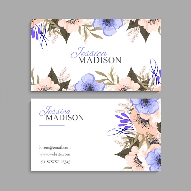 Visit card with flowers