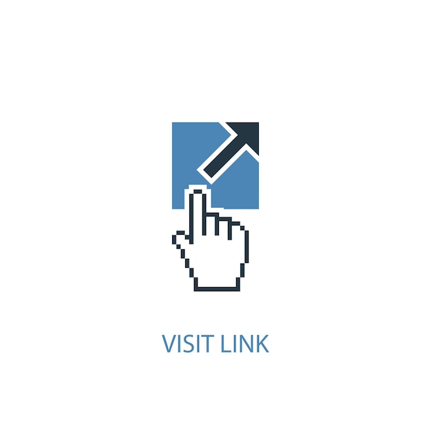 Visit link concept 2 colored icon. simple blue element illustration. visit link concept symbol design. can be used for web and mobile ui/ux