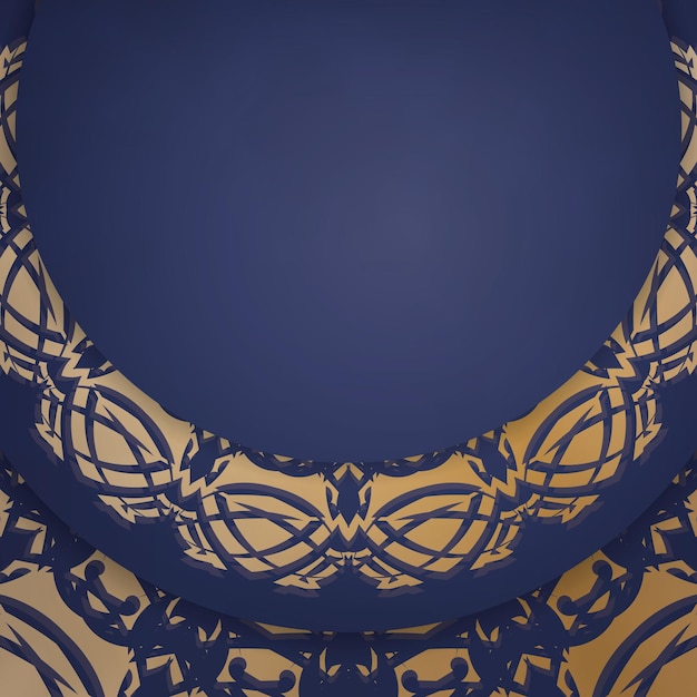 Visitekaartje in donkerblauw met een gouden mandalapatroon voor uw bedrijf.