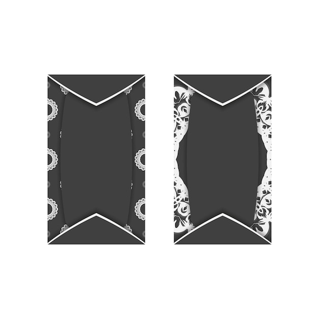 Visitekaartje in zwart met abstract wit patroon voor uw merk.