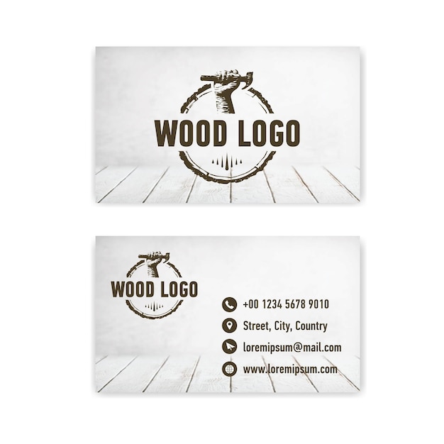 Visitekaartje met houten logo