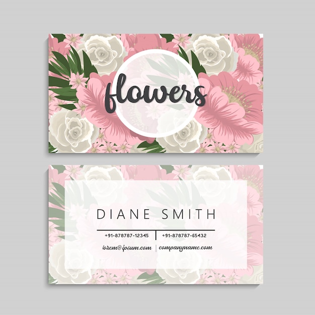 Visitekaartje met mooie roze bloemen