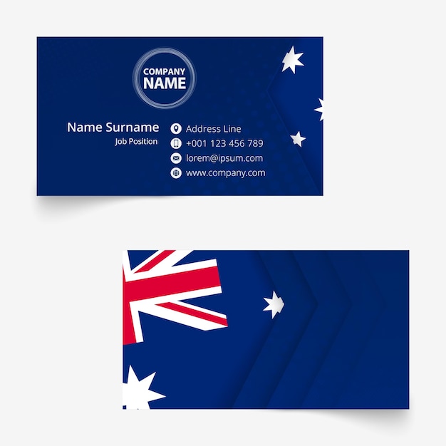 Visitekaartje met vlag van australië, standaardformaat (90x50 mm) visitekaartjesjabloon met afloop onder het uitknipmasker.