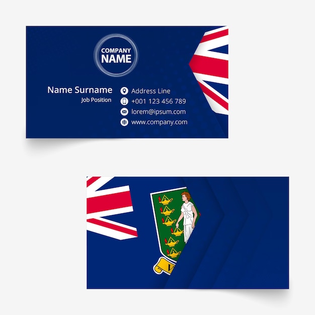 Visitekaartje met vlag van de britse maagdeneilanden standaardformaat 90x50 mm sjabloon voor visitekaartjes met afloop onder het knipmasker