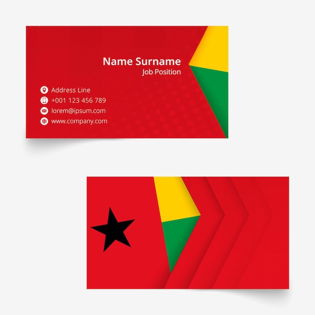 Visitekaartje met vlag van Guinee-Bissau, standaardformaat (90x50 mm) visitekaartjesjabloon met afloop onder het uitknipmasker.