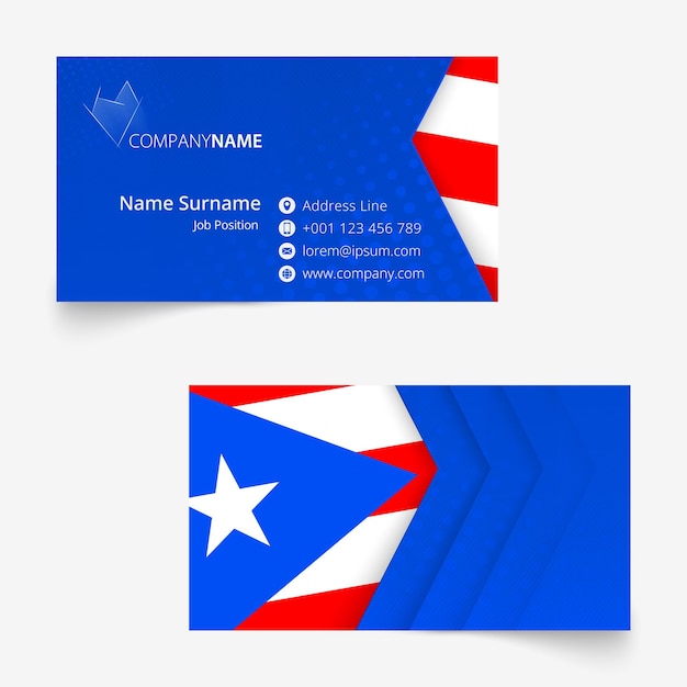 Visitekaartje met vlag van Puerto Rico standaardformaat 90x50 mm sjabloon voor visitekaartjes met afloop onder het knipmasker