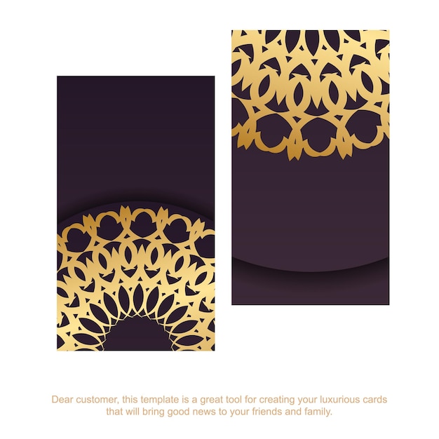 Visiting business card in burgundy color with Greek gold ornaments for your contacts.