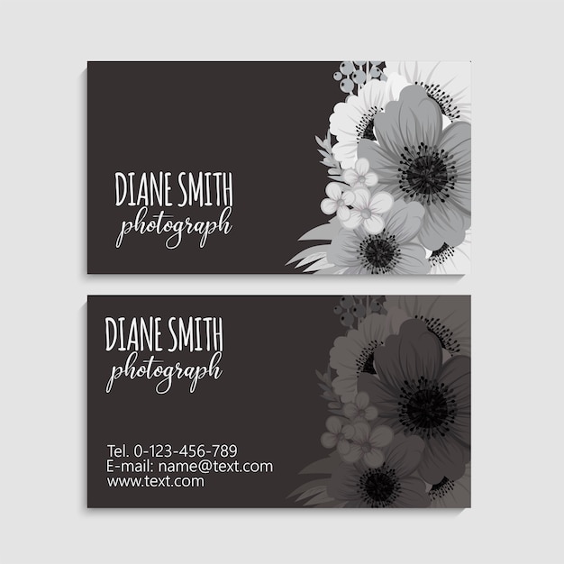 Visiting card and business card set with flowers