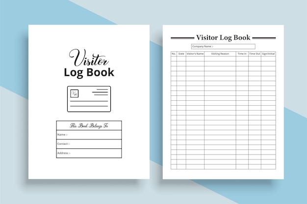 Visitor notebook KDP interior Visitor timing tracker log book template KDP interior journal Business essential visitor incoming and outgoing tracker notebook KDP interior