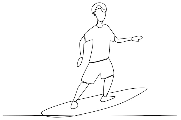 A visitor surfing in the summer Surfing oneline drawing