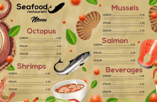 Visrestaurantmenu, mediterrane keuken