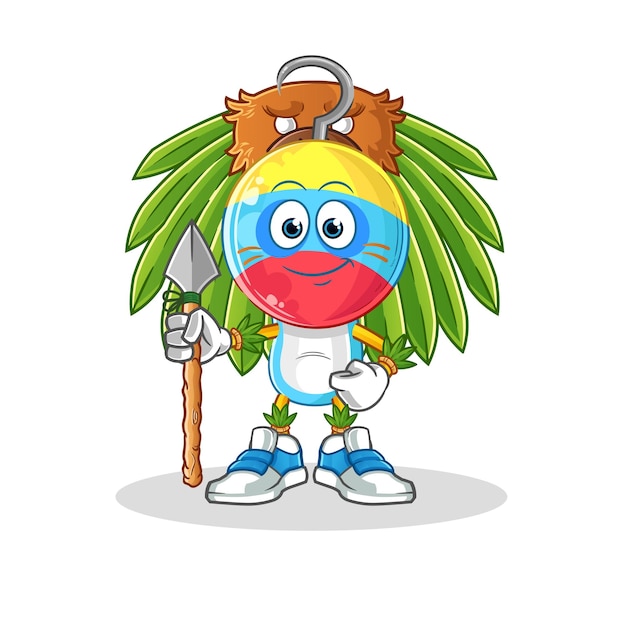 Vissen aas tribal man mascotte cartoon vector