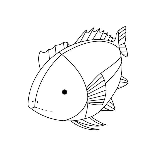 Vissen doorlopende één lijn kunst contour vector illustratie en tatoeage ontwerp