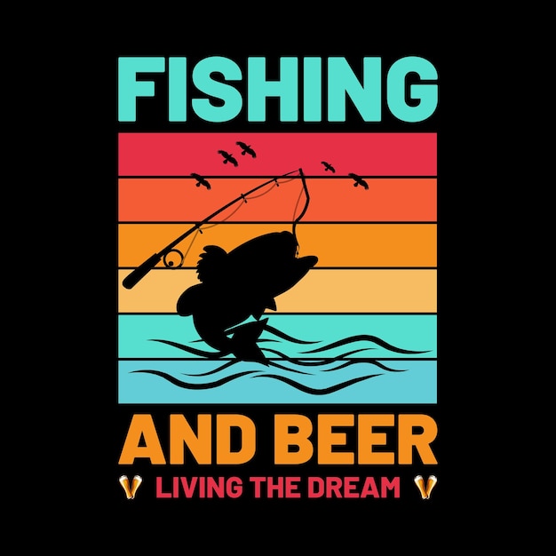 vissen en bier leven het droomt-shirtontwerp