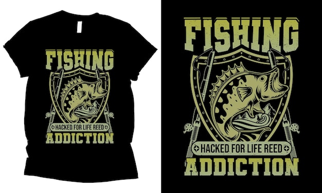Vissen gehackt voor het leven rietverslaving t-shirtontwerp