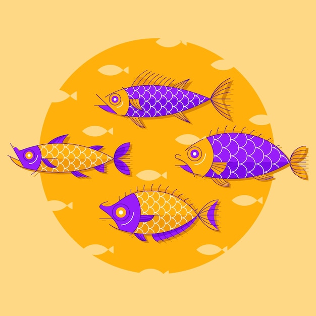 Vissen in plat ontwerp