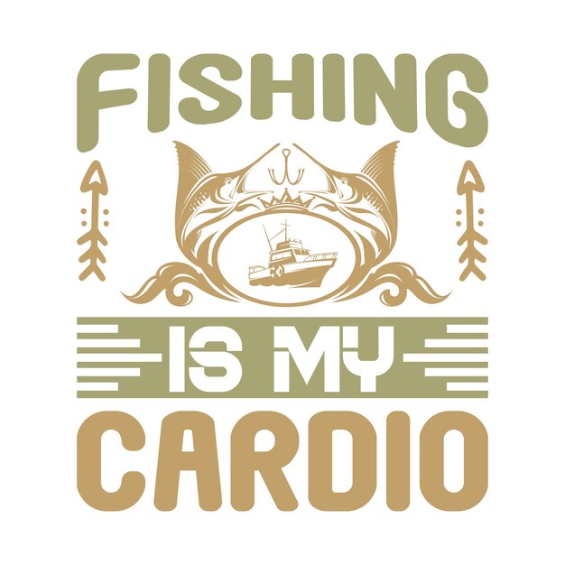 Vissen is mijn Cardio 5 Vissen typografie TShirt en SVG-ontwerpen voor kleding en accessoires