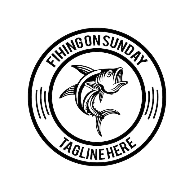 Vissen op zondag logo illustratie vector ontwerp