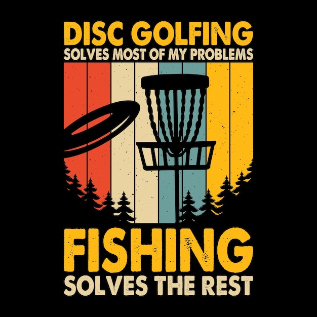 Vissende minnaar Disc Golf Player Funny Disc Golfer Retro Vintage Disc Golf Tshirt Design