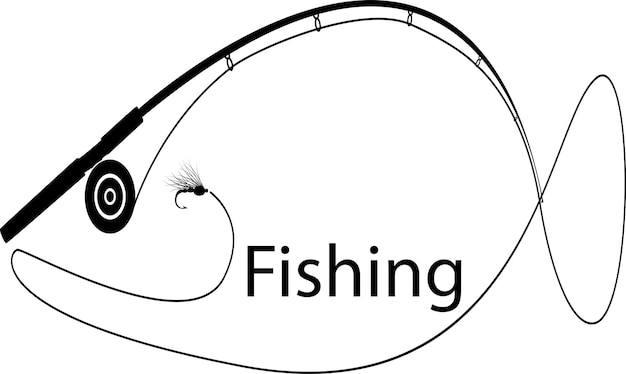 Vector vissenfishingfishing graphic fly fishingclip art zwart vissen op witte achtergrond vector