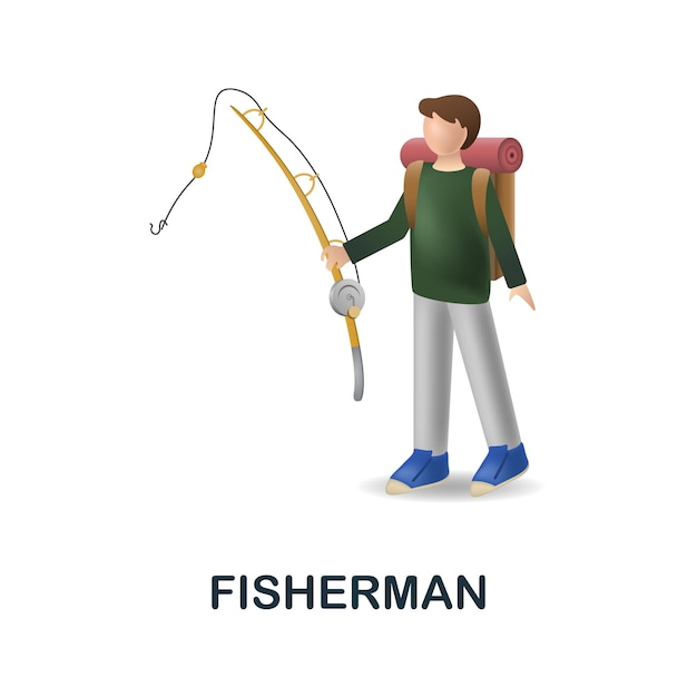 Visserspictogram 3d illustratie uit visserijcollectie Creative Fisherman 3d-pictogram voor webontwerpsjablonen, infographics en meer