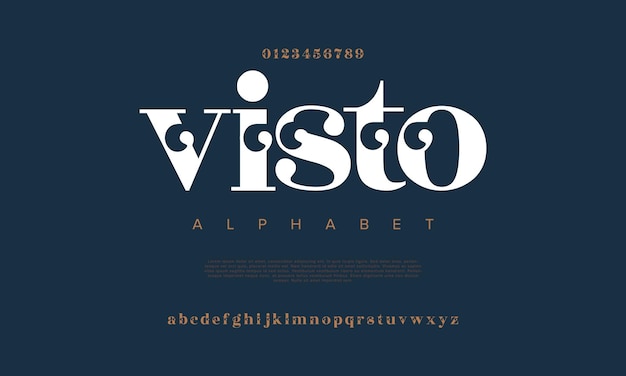 Visto プレミアム高級エレガントなアルファベット文字と数字エレガントなウェディング タイポグラフィー クラシック セリフ