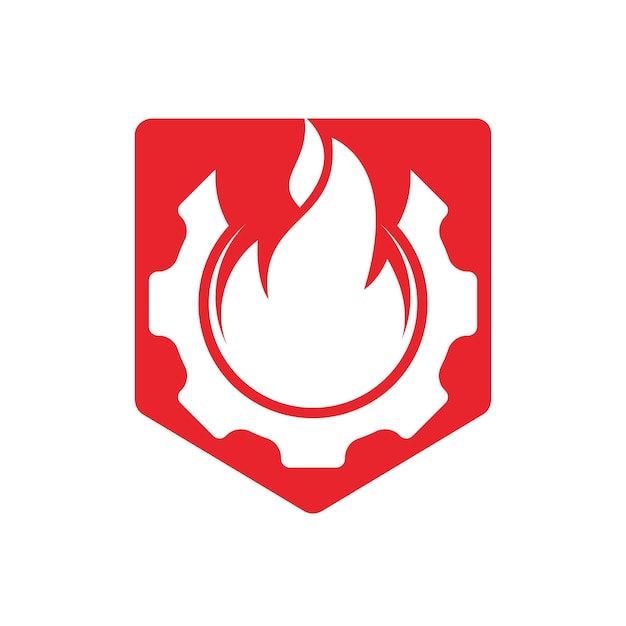 Vistuig en vuur vector logo ontwerpsjabloon
