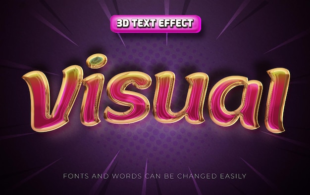 Visual colorful 3d editable text style effect