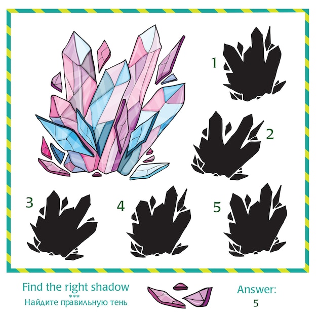 Visual puzzle find the right shade to the picture - a game for kids - answer included