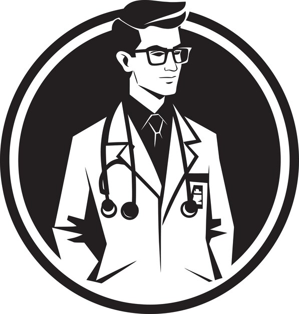 Vector visual vitality physician in graphiteshadowed surgeon black and white vector art
