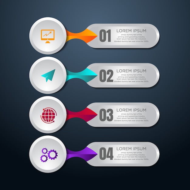 Visualisatie van bedrijfsgegevens. processchema. abstracte elementen van grafiek, diagram met stappen, opties, onderdelen of processen. zakelijke sjabloon voor presentatie. creatief concept voor infographic.