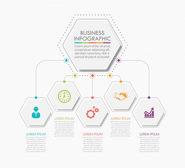 Visualisatie van bedrijfsgegevens. tijdlijn infographic pictogrammen