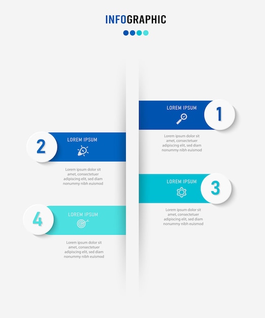 Visualisatie van zakelijke gegevens procesgrafiek abstracte elementen van grafiekdiagram met stappenopties