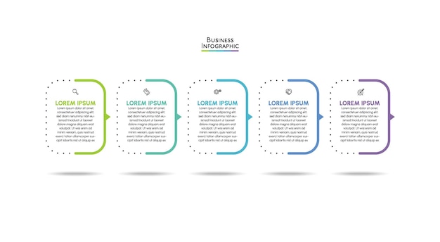 Visualisatie van zakelijke gegevens. tijdlijn infographic pictogrammen ontworpen voor abstracte achtergrondsjabloon