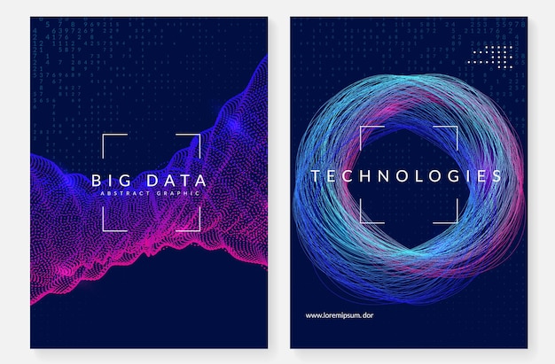 視覚化の背景。ビッグデータ、人工知能、ディープラーニング、量子コンピューティングのためのテクノロジー。サーバーコンセプトのデザインテンプレート。幾何学的な視覚化の背景。