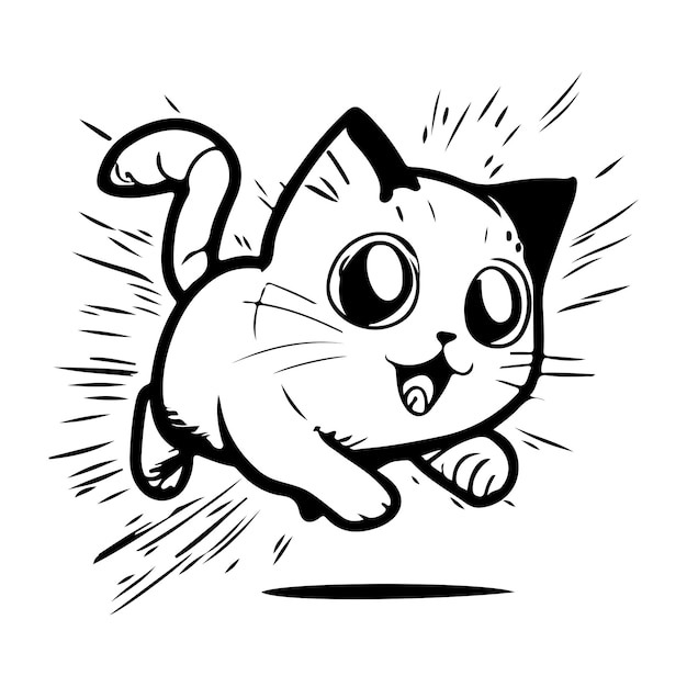 Visualize a Happy Cute Cat Running in Pixarstyle with Big Cute Eyes