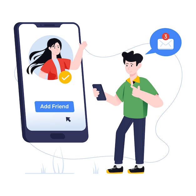 Visually appealing flat illustration of add friend