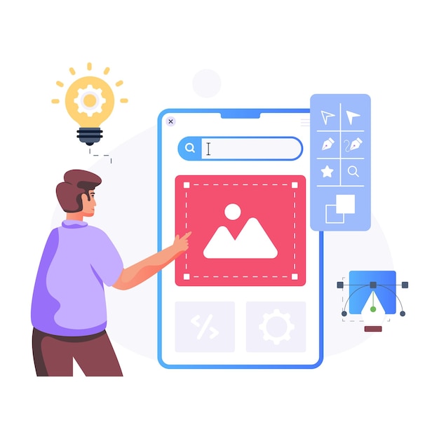 Un'illustrazione piatta visivamente accattivante della progettazione di app