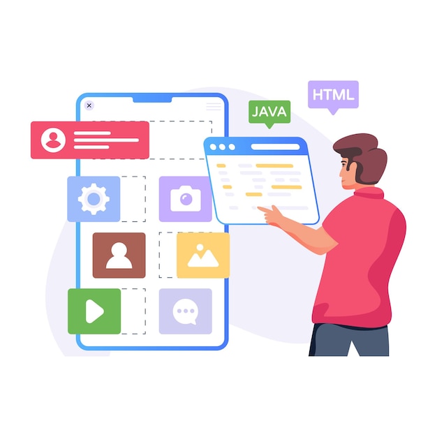 A visually appealing flat illustration of app designing