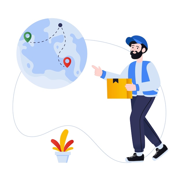 Visually appealing flat illustration of global delivery