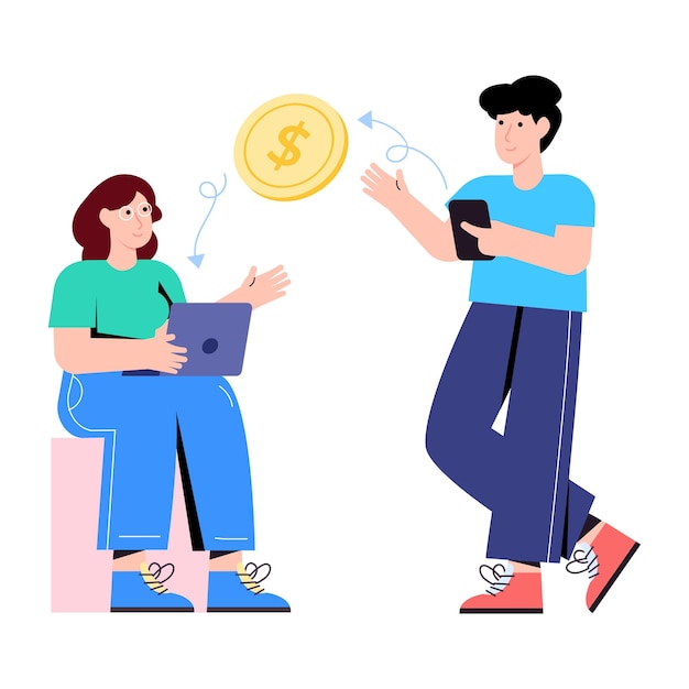 A visually appealing flat illustration of money transfer