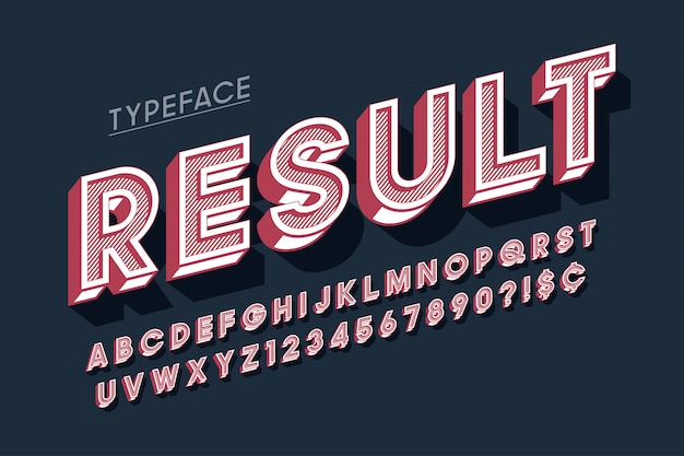 Vitage 3Dディスプレイフォントデザイン、アルファベット、文字