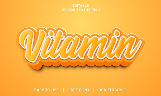 Vitamin 3d editable text effect premium psd with background