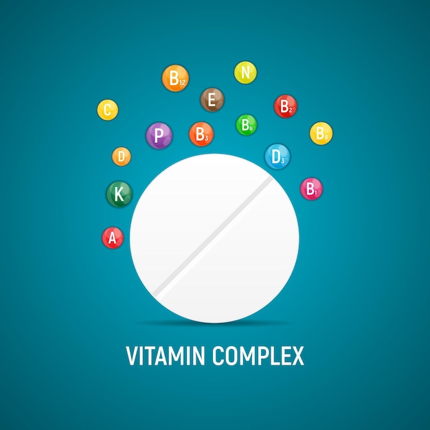 Complesso vitaminico e antiossidante. illustrazione vettoriale