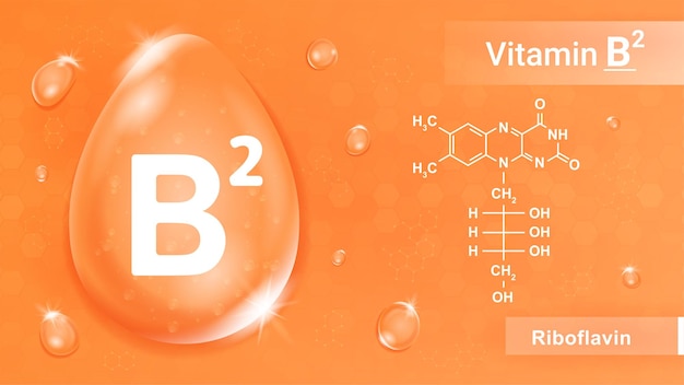 Вектор Витамин b оранжевая химическая формула микроэлементов для активного образа жизни и ухода за здоровьем