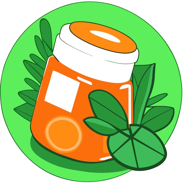 витамин С в красочном пластиковом контейнере и апельсины с зелеными листьями на белом фоне