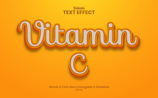 File eps di effetti di testo 3d completamente modificabili di vitamina c