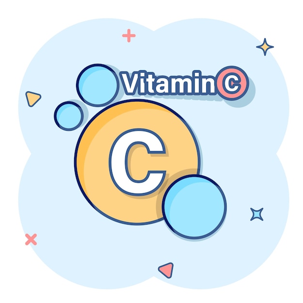 Icona di vitamina c in stile fumetto