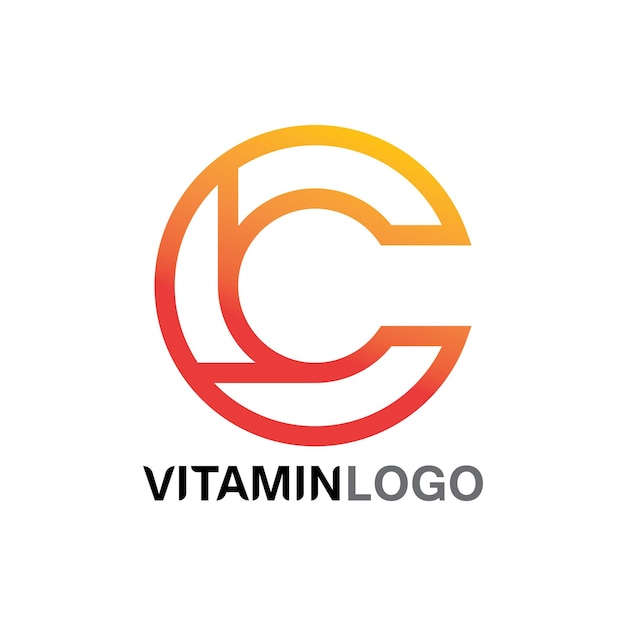 Vitamina c logo disegno vettoriale icona vettore salute nutrizione